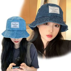 남여공용 캐주얼모자 빈티지 데님벙거지 라벨청버킷햇