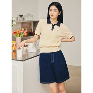 [폴햄]여성 쿨링 컴포트 5부 플리츠 데님 쇼츠 PHF2DH2052