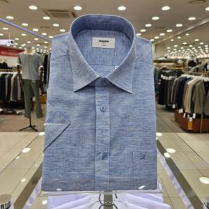 [레노마셔츠]반소매 린넨 혼방 슬럽 스킵 일반셔츠 RPUSG0652_JJ