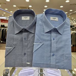 [레노마셔츠]반소매 린넨 혼방 스타체크 일반셔츠 RPUSG0638_JJ