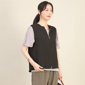 [애비뉴투지]만다린 카라 얇은 쉬폰 지퍼 봄 여름 조끼 V05533