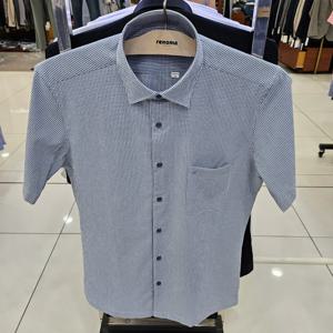 [레노마셔츠]반소매  서커 스판 깅엄체크 슬림셔츠 RPUSL0739_JJ