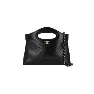 샤넬 31 나노 골드 CC 체인 백 로고 유광 카프스킨   골드 메탈 블랙 AP3656-B14880-94305