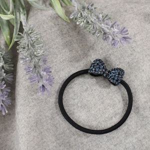 (엔젤슈슈) 크리스탈 리본 큐빅 머리끈 블루 헤어끈