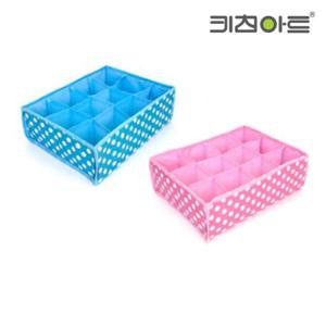키친아트 땡땡이 부직포 속옷정리함 12칸 수납함