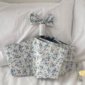 블루플로럴 꽃무늬 자동우산 양산 플라워 3단 우산