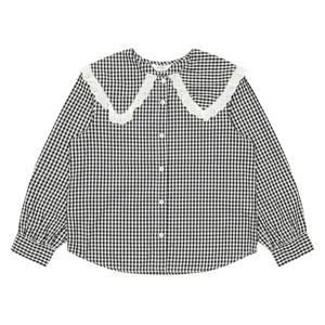 에꼴리에 여아 체크 레이스 카라 블라우스 23A5651_BK