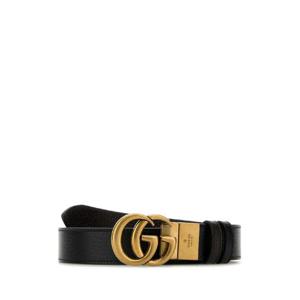 GUCCI 블랙 가죽 GG 마몬트 리버서블 벨트 643847CAO2T 1062