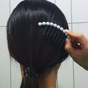 진주 일자형 올림머리 빗핀 헤어빗핀