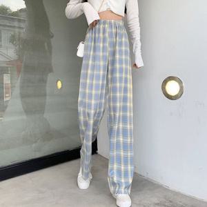 체크패턴바지 파자마 홈웨어 하의 밴딩팬츠 와이드