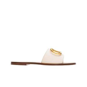 발렌티노 카프스킨 포인트 브이로고 시그니쳐 슬라이드 샌들 아이보리 S0M21HWS098