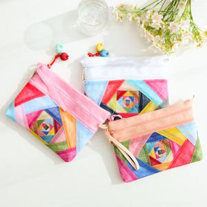 [박씨상방] 고급 모시 조각보 3단 통장파우치