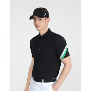 헤지스 골프 25SS 블랙 남성 소매 포인트 반팔 카라 티셔츠 HUTS5B412BK
