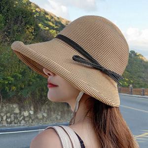 데일리 비치모자 끈 탈부착 버킷햇 리본장식 여행모자