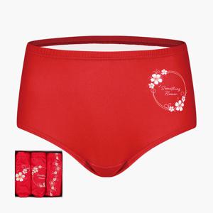 BYC 순면 레드 빅사이즈 여성 맥시 삼각 팬티 3매 세트 WCP5306