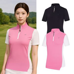 비티알 여성 골프웨어 여름 반팔 집업 티셔츠