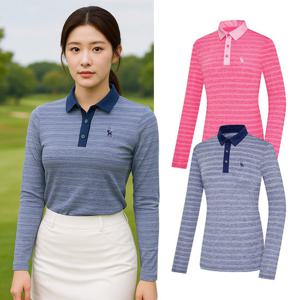 비티알 여성 골프웨어 봄 긴팔 메쉬 카라 티셔츠 BSC043ST1W