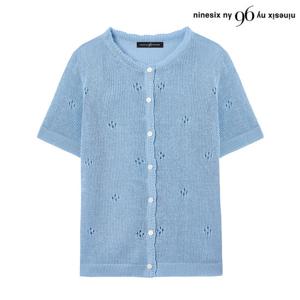 [나인식스뉴욕(영캐릭터)]라운드넥 펀칭 반팔 가디건 (NP2CK014L0)