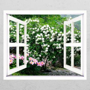 아트박스/꾸밈 cg672-풍성한작약꽃과수국_창문그림액자