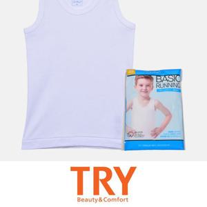 (트라이) 면 100% 고급 순면 소재 백색 아동 런닝