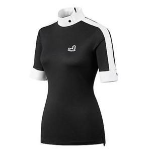 엘르골프 세이브존01 여성 세로 조직감패턴 목크넥 7부 티셔츠 6I45406 199