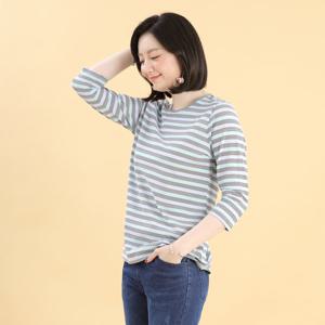 [애비뉴투지]블루 잔 스트라이프 봄 여름 칠부 티셔츠 A08140