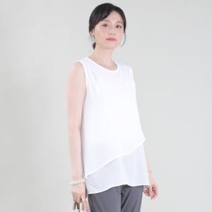 [애비뉴투지]쉬폰 이중 A라인 사선 여름 나시 블라우스 B09418