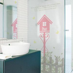 아트박스/꾸밈 cm668_m-무점착유리시트_수풀속의빨간우체통_유리