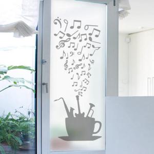 아트박스/꾸밈 cs329_m-무점착유리시트_뮤직카페_유리문시트지