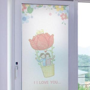 아트박스/꾸밈 ij448_m-무점착유리시트_꽃열기구_유리문시트지