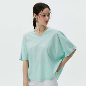 샵앤) 여성 루즈핏 브이넥 플리츠 넥라인 반팔 티셔츠 CL-WTS0250