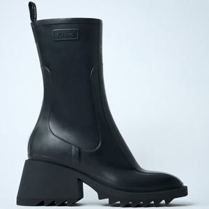 25 FW 끌로에 베티 Betty Rain 사이드 지퍼 블럭힐 레인 부츠 블랙 CHC22A239Z2001