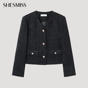 [쉬즈미스] 부클 텍스처 칼라리스 자켓_SWWJKP32090_BK