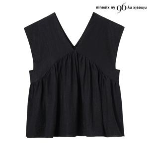 [나인식스뉴욕(영캐릭터)]내추럴 셔링 민소매 블라우스 (NP2BA033L0)