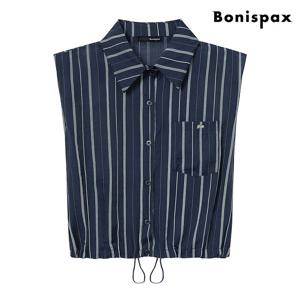 [보니스팍스(여성의류)]스트라이프 슬리브리스 카라 셔츠 (XP2BA037L0)