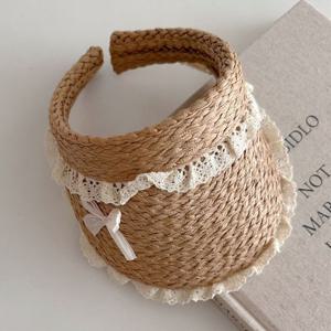 [우주아이]허니리본 썬캡 밀짚모자 /아동 유아 밀짚 공주모자