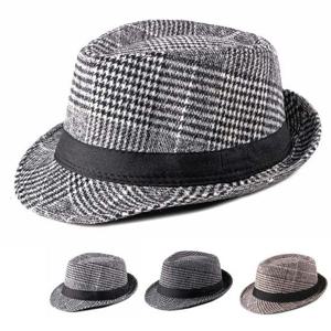 모직 체크 페도라캡 USM-135 페도라 중절모 카우보이모자 남자페도라 멋쟁이모자 할아버지모자 중년남성모자 패션페도라 여름모자 밀짚페도라