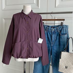 샵앤) 여성 카라넥 단추오픈 빅포켓 빈티지 2컬러 셔츠 블라우스 DGB-WBL-4743-버건디