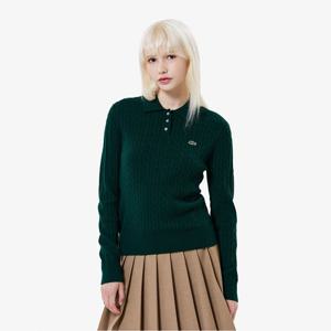 라코스테 공식 여성 케이블 긴팔 폴로 스웨터 AF207E-55N YZP