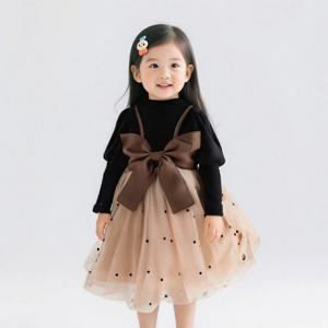 [엠케이] 레더리본 여아동 긴팔 레이스 원피스 205887