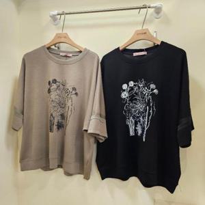 스테파니 HC07 소매 포인트 나그랑 칠부 티셔츠 A25TS5306