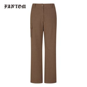 [팬텀] 여성 아웃 포켓 양면 기모 와이드 팬츠 221E3PT164_BR