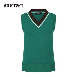 [팬텀] 여성 배색 브이넥 니트 베스트 221E3SV161_GN