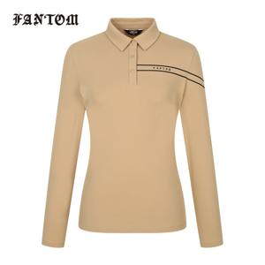 [팬텀] 여성 프린트 포인트 트리코트 카라 긴팔티셔츠 221E3TO801_BG