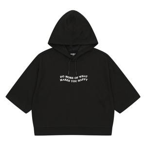 에꼴리에 여아 레터링 포인트 7부 후드 티셔츠 23C0483_BK