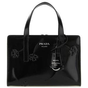 25 FW 프라다 블랙 로고 프린트 플로럴 더블 지퍼 토트백 1BA357VOOFZO6