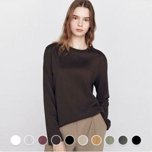 [지오다노]여성 가을 기본 라운드 무지 긴팔 면 티셔츠 325903