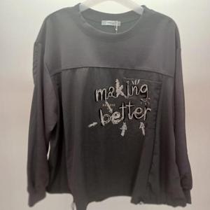 Destijl HC06 팔뚝품편한 셔츠배색 메이킹 데일리 라운드 긴팔 티블라우스 D2533ts01DG