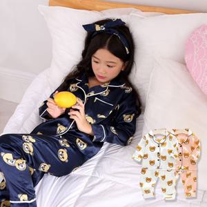 [조이멀티]테디골드 아동 실크홈웨어 긴팔 잠옷 파자마 205932