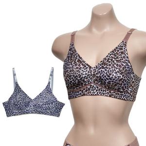 호피 패턴 인견소재 노몰드 노와이어 B컵 브라